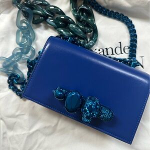Alexander McQueen Blue Crossbody Bag with Chain Detail